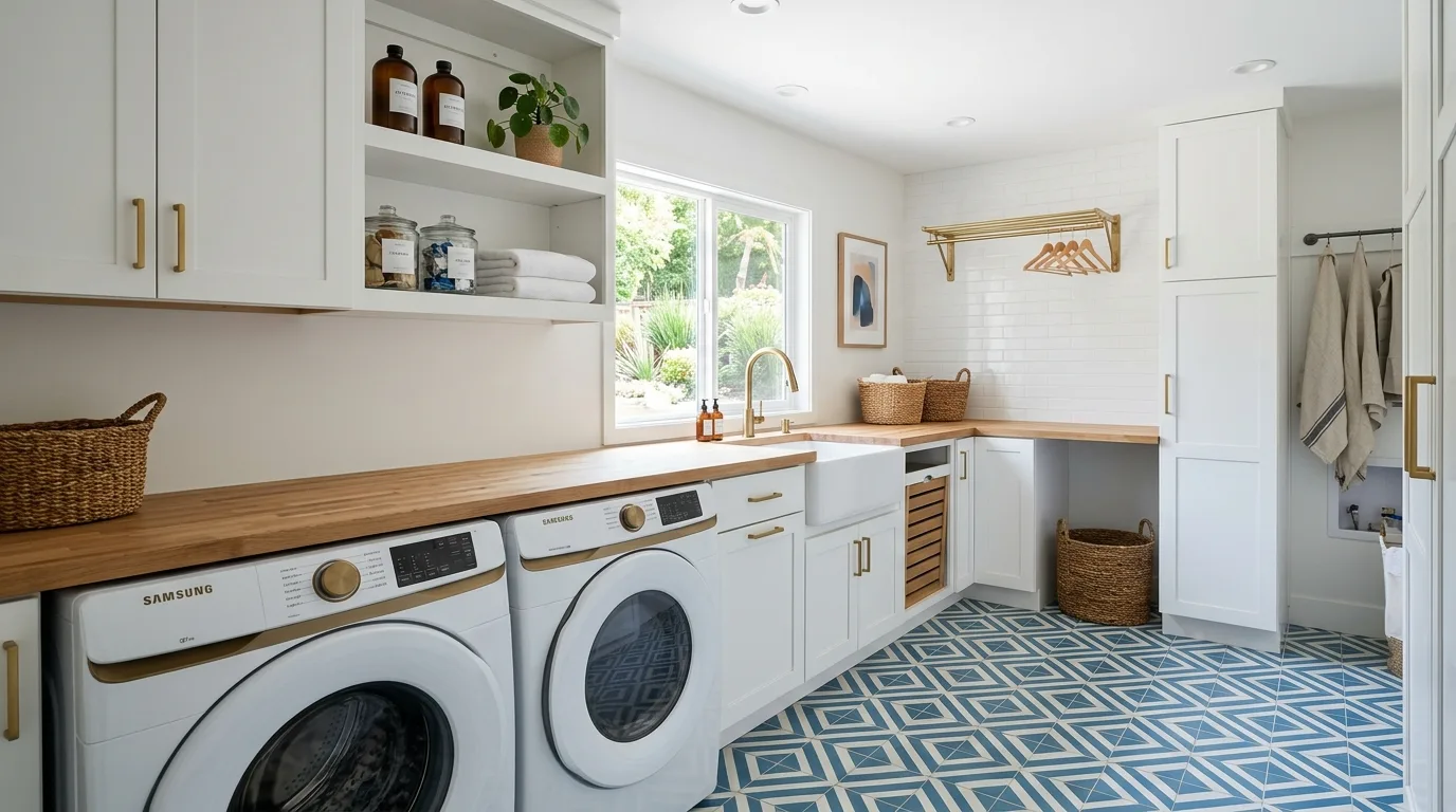 Add hanging space that actually helps inspiration for a laundry room.